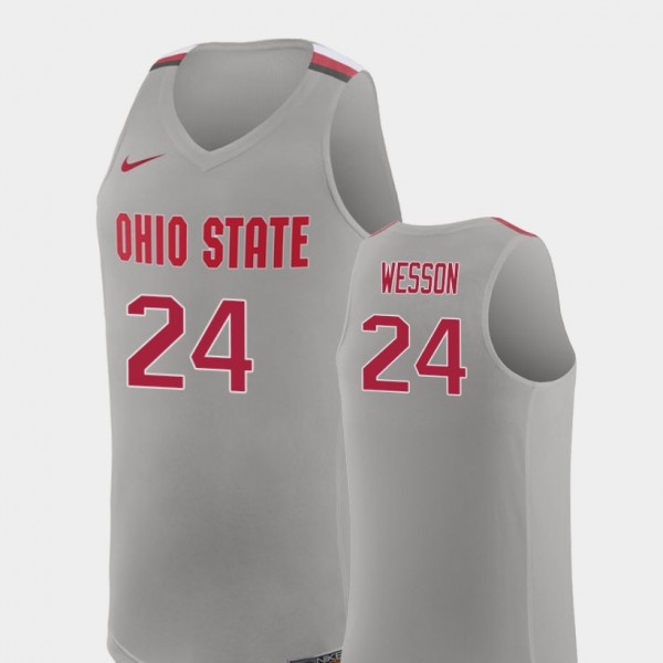 Ohio State Buckeyes Andre Wesson Men's #24 Pure Gray College Basketball Jersey 2404ZOPF0